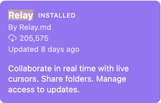 Relay by Relay.md in Obsidian’s community plugin directory.