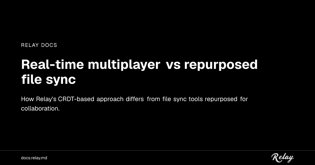 Real-time multiplayer vs repurposed file sync — Relay Docs